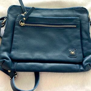Wise Owl Small Soft Pebbled Real Leather Blue Crossbody Shoulder Bag!